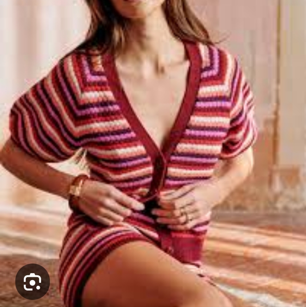 LOVELY Sezane Multicolor Striped Cardigan